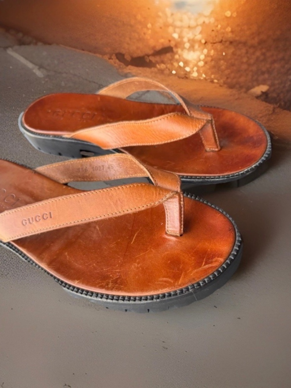 Rare Gucci Men's Couture Leather Sandals With Roccia Lug Soles, US 12W, EU 45E